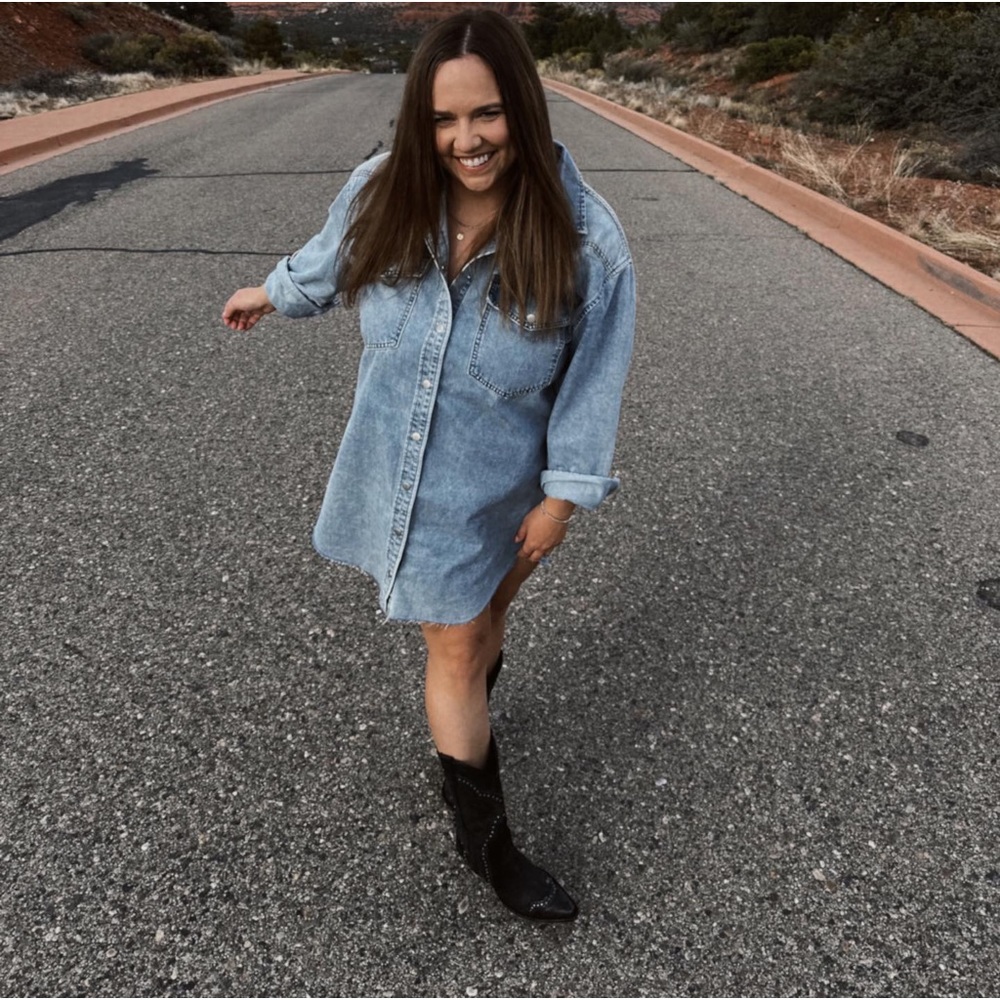 Denim button up dress
